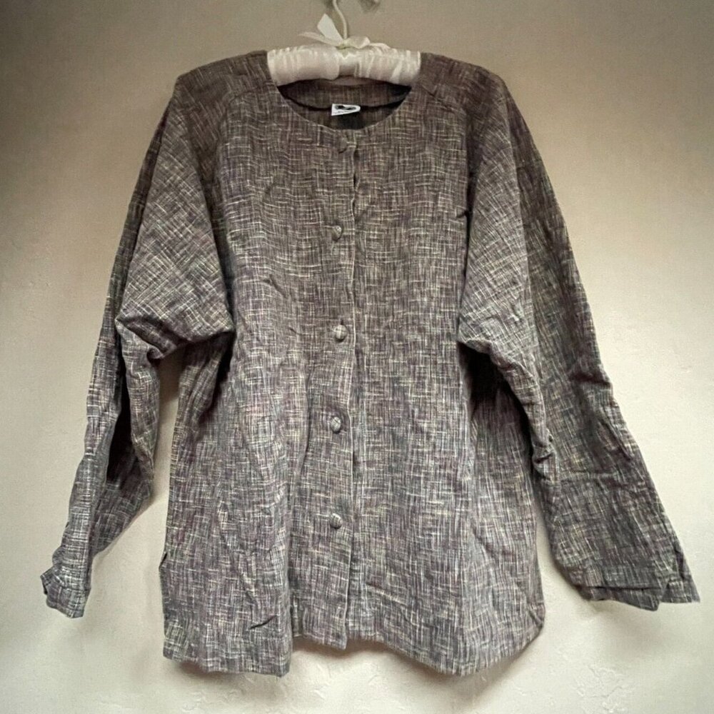 Las Manos Handwovens Women's Medium Cotton Button Front Shirt Jacket Multicolor